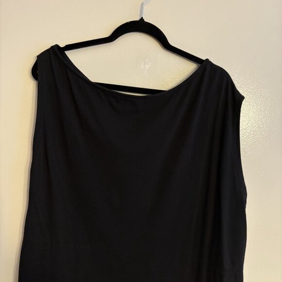 FP Beach Women M Black Cotton Pockets Side Slit Oversized Raquel Midi Dress - Picture 7 of 12